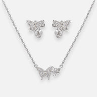 Set Collar Aro Mariposa Flor Circones