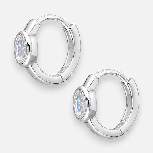 Argolla Huggie Circón Ovalado 12 mm