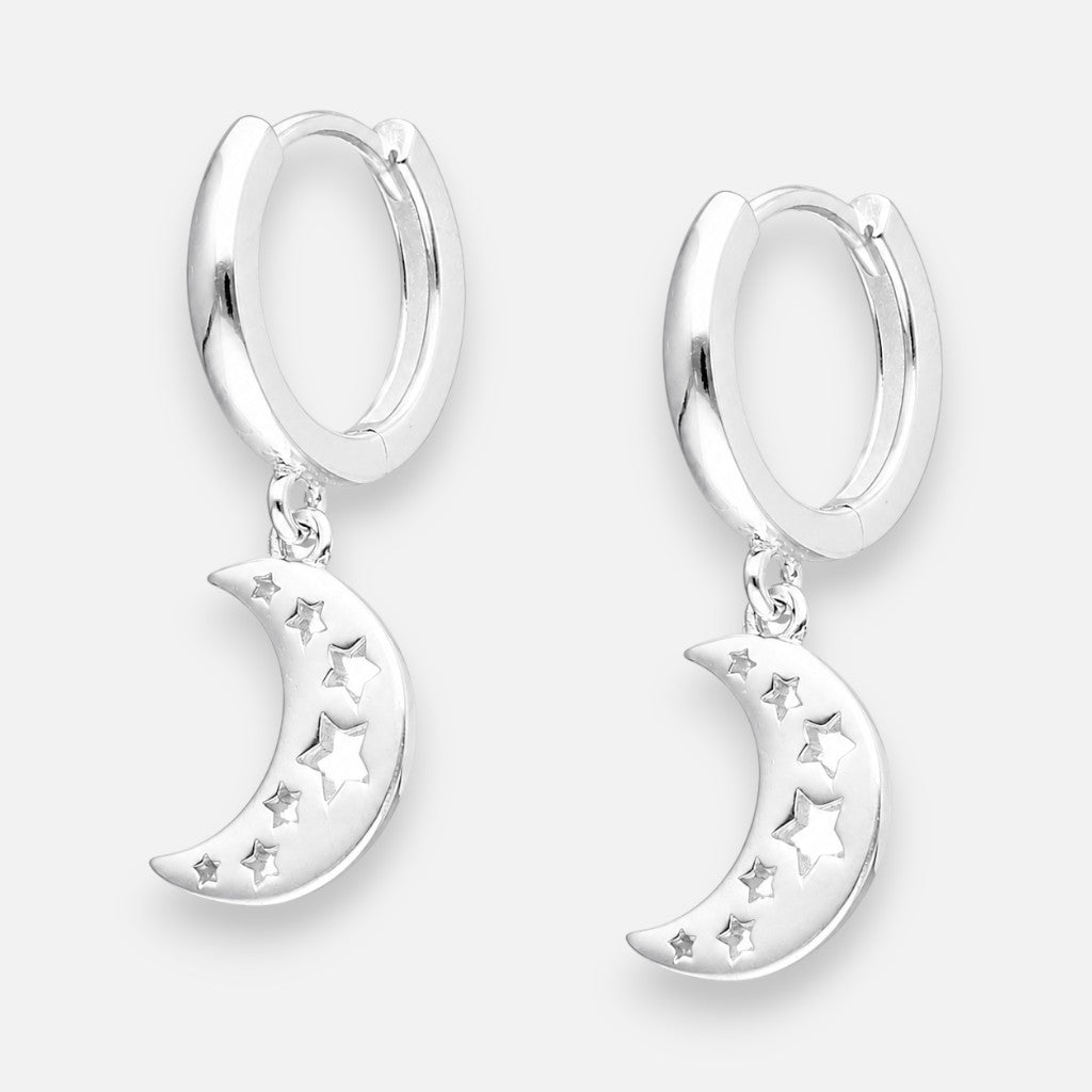 Aros Huggie Media Luna Estrellas 12 mm