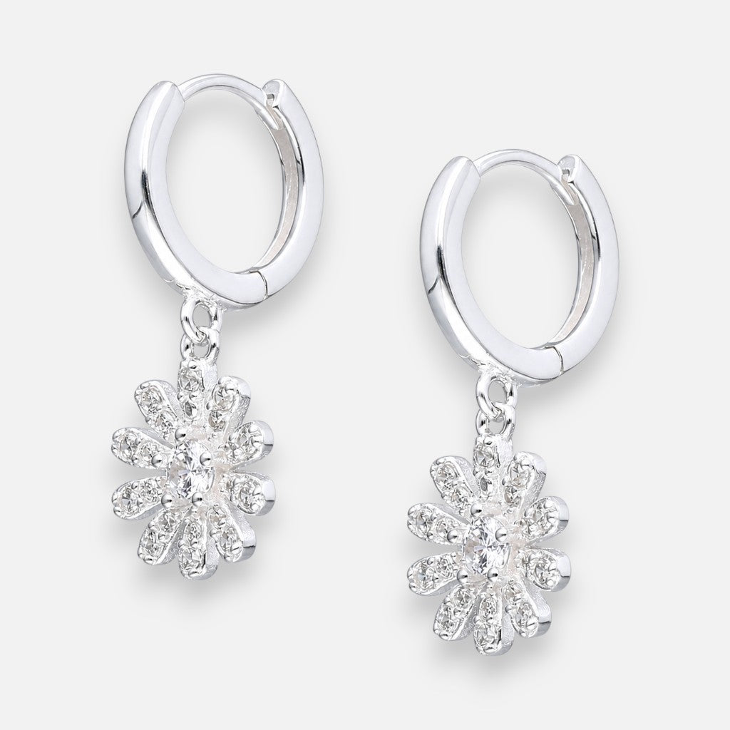 Argolla Huggie Flor Margarita Circones 12 mm
