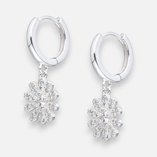 Argolla Huggie Flor Margarita Circones 12 mm