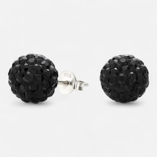 Aro Esfera Hecho con Cristal Swarovski® Negro 8 mm