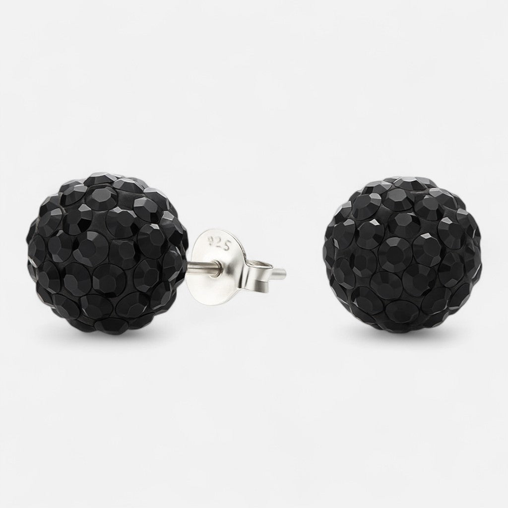Aro Esfera Hecho con Cristal Swarovski® Negro 8 mm