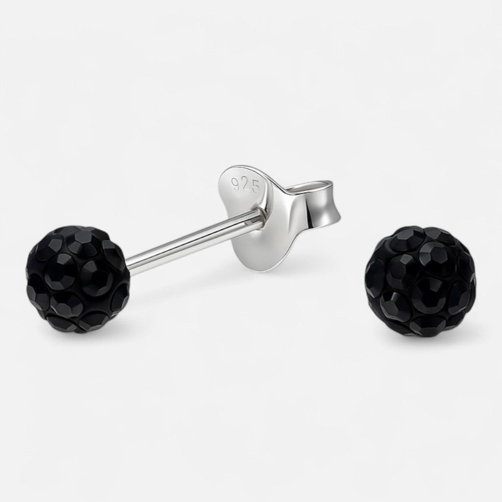 Aro Esfera Hecho con Cristal Swarovski® Negro 4 mm