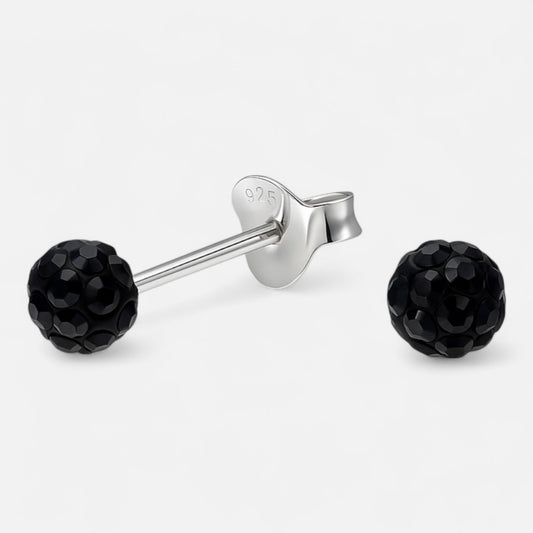 Aro Esfera Hecho con Cristal Swarovski® Negro 4 mm
