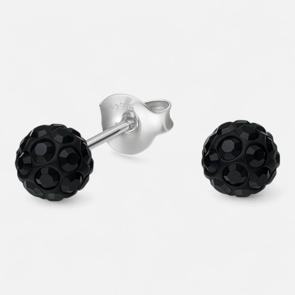 Aro Esfera Hecho con Cristal Swarovski® Negro 6 mm