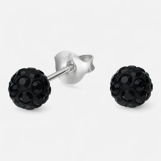 Aro Esfera Hecho con Cristal Swarovski® Negro 6 mm