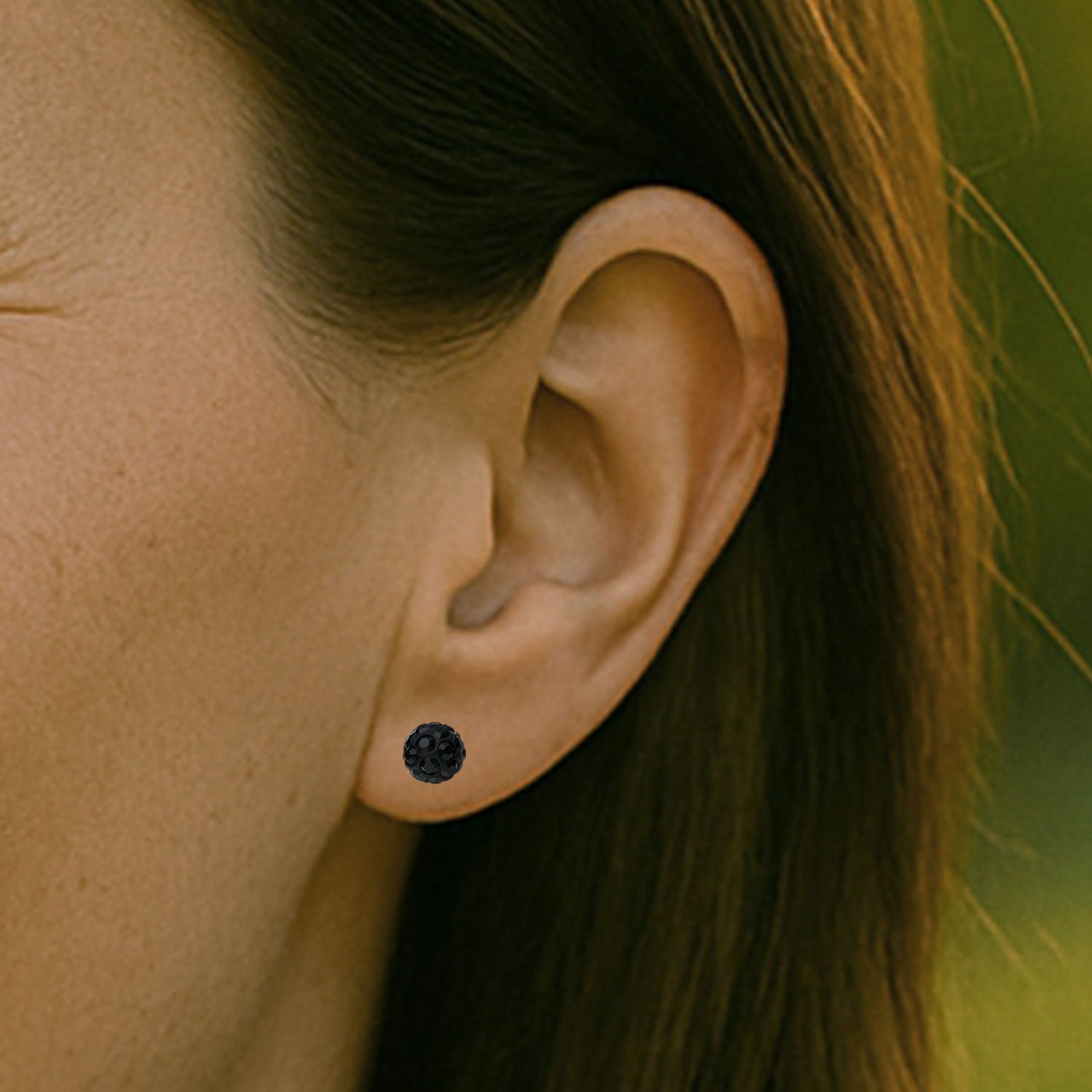 Aro Esfera Hecho con Cristal Swarovski® Negro 6 mm