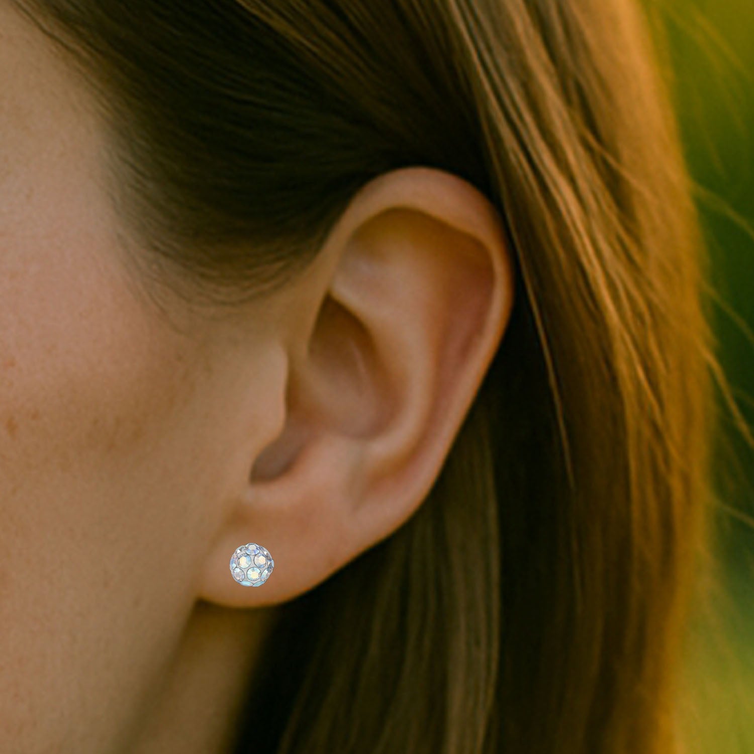 Aro Esfera Hecho con Cristal Swarovski® Tornasol 4 mm