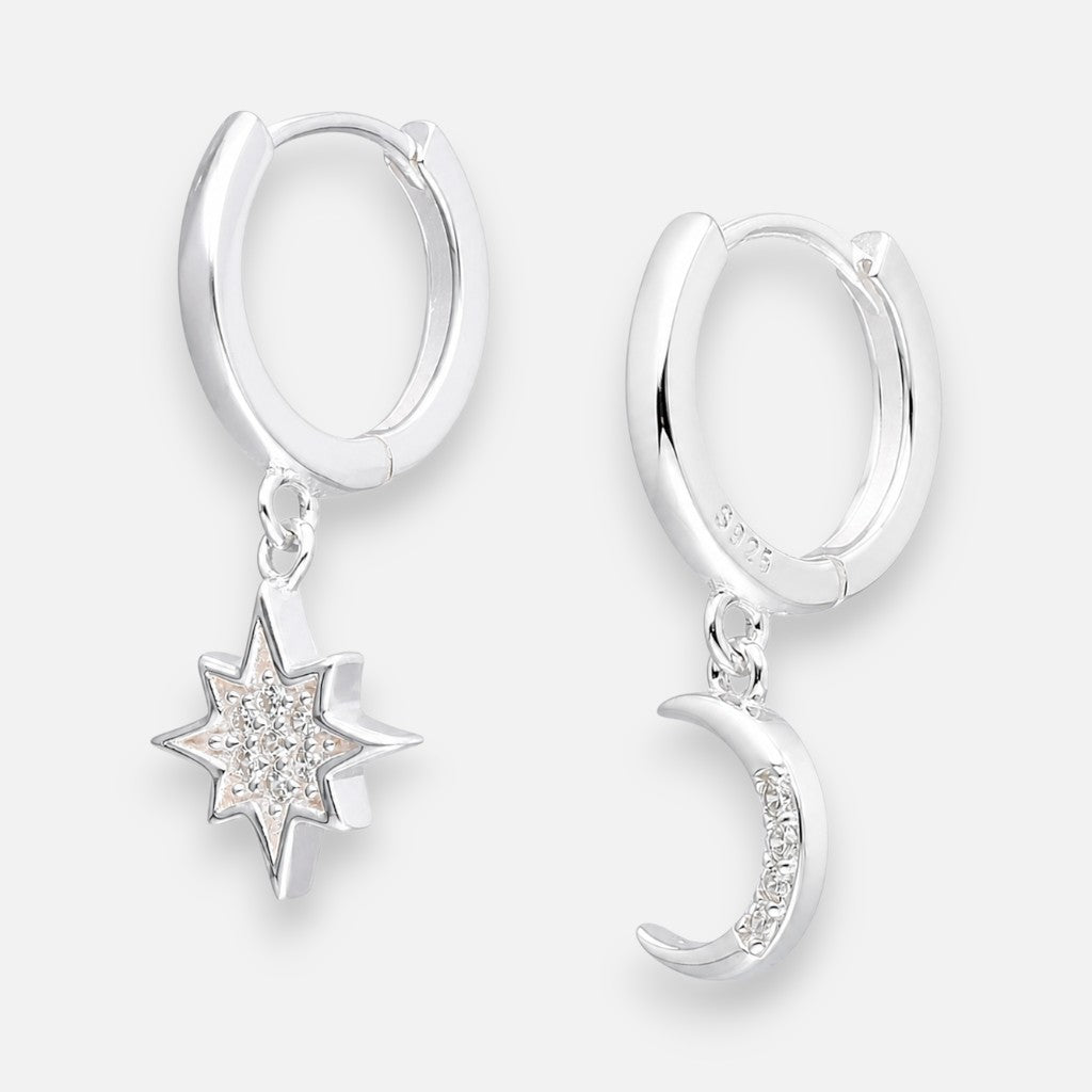 Argolla Huggie Desigual Estrella Media Luna Circones 12 mm
