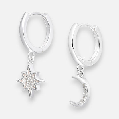 Argolla Huggie Desigual Estrella Media Luna Circones 12 mm