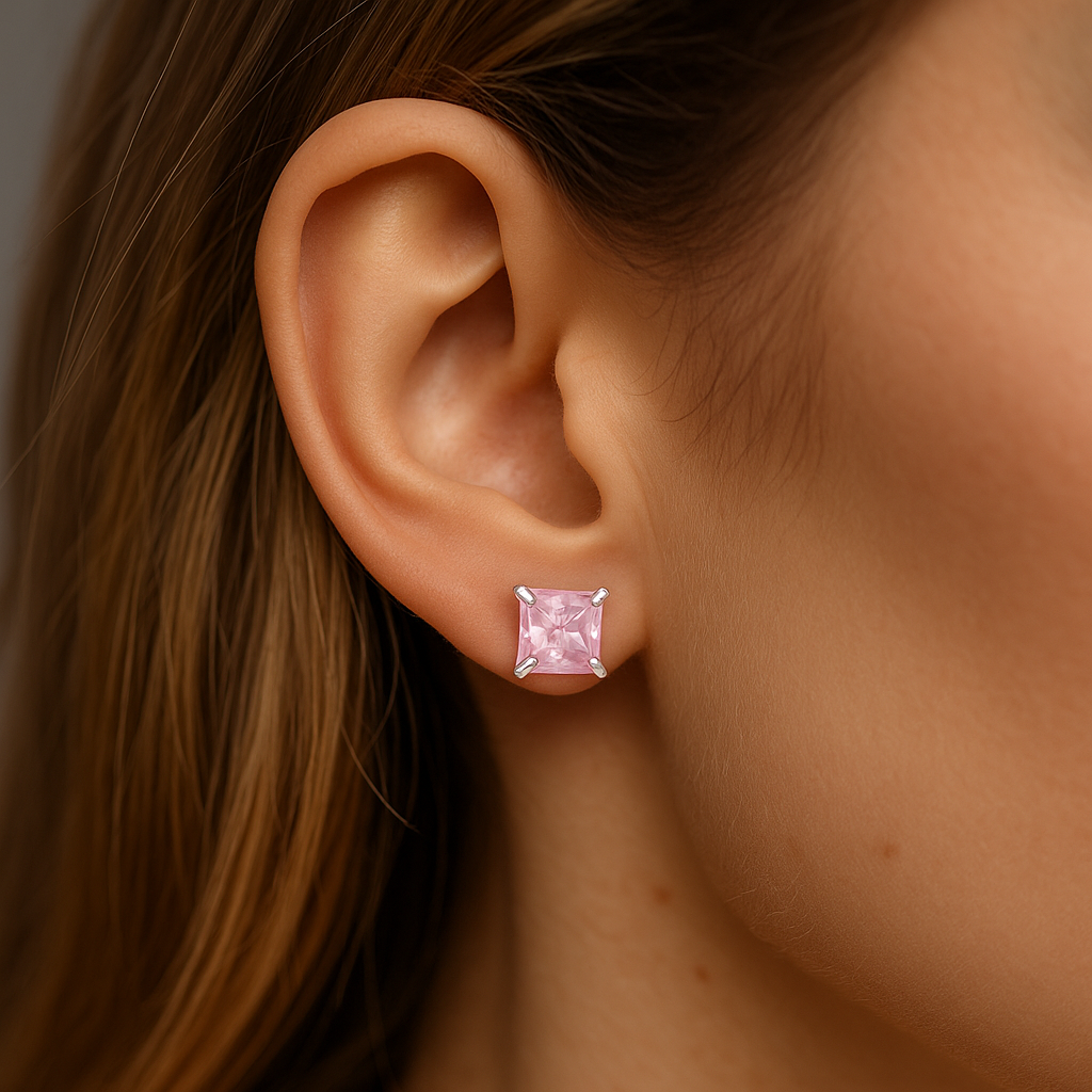 Aro Circón Rosa Francia 4x4 mm