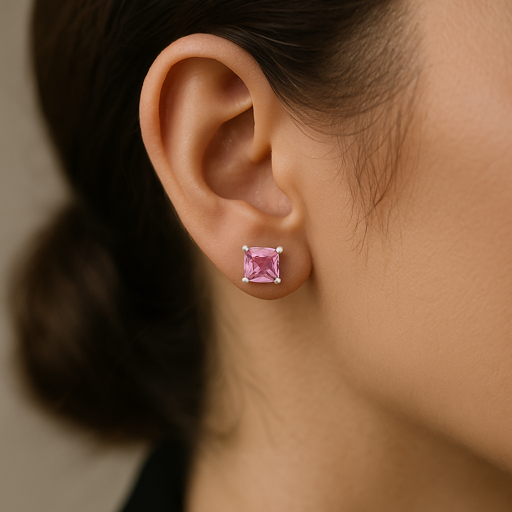 Aro Circón Rosa Francia 6x6 mm