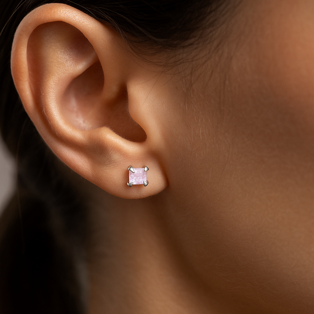 Aro Circón Rosa Francia 2x2 mm