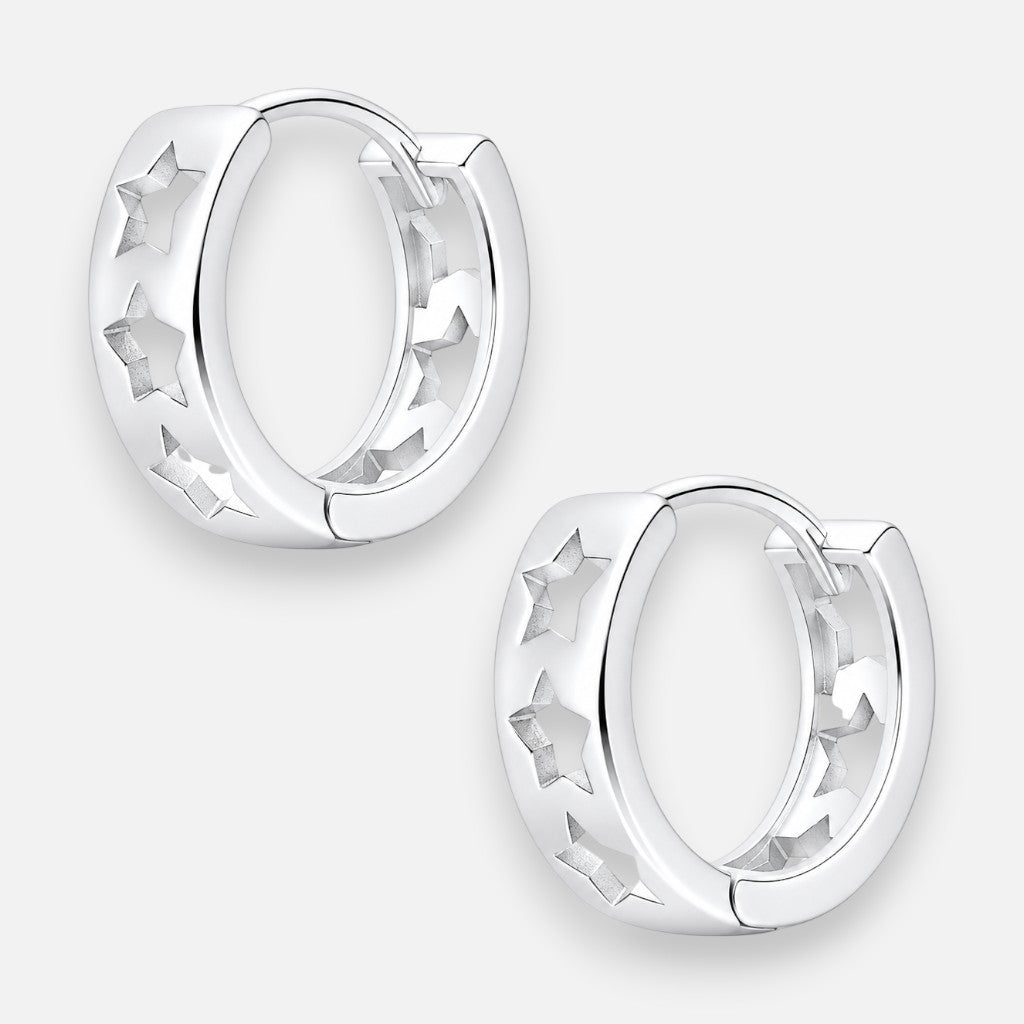 Argolla Huggie Estrellas 11 mm