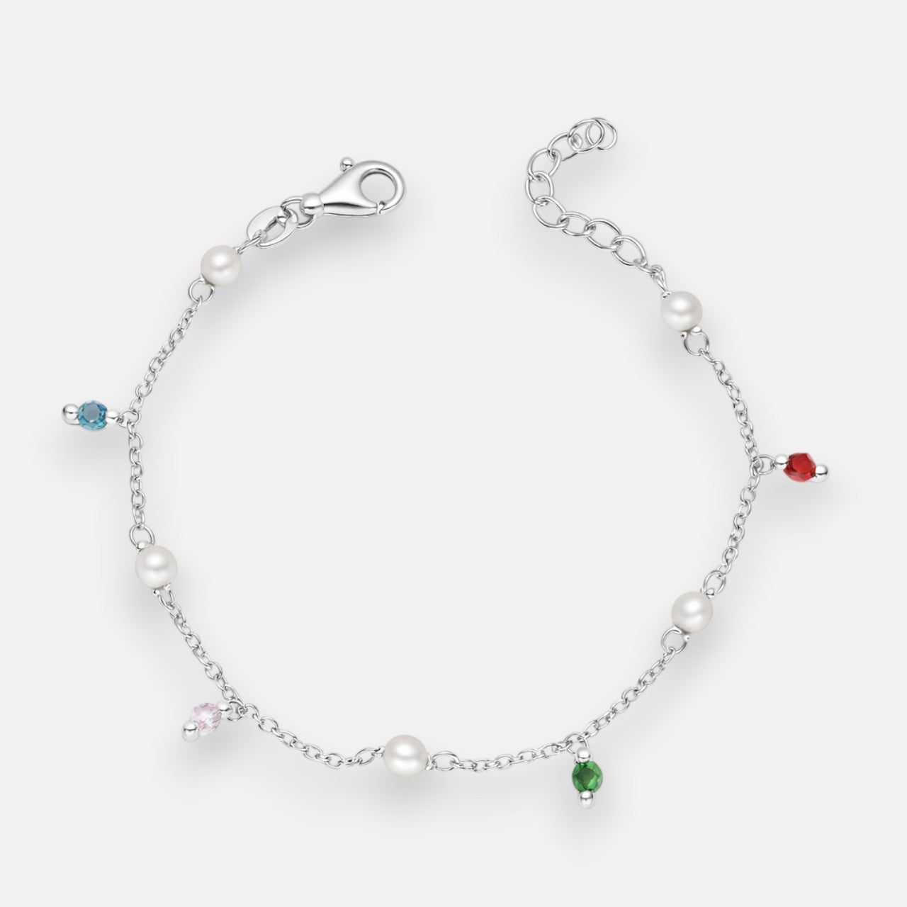Pulsera Perlas Cristales Multicolor 17 cm