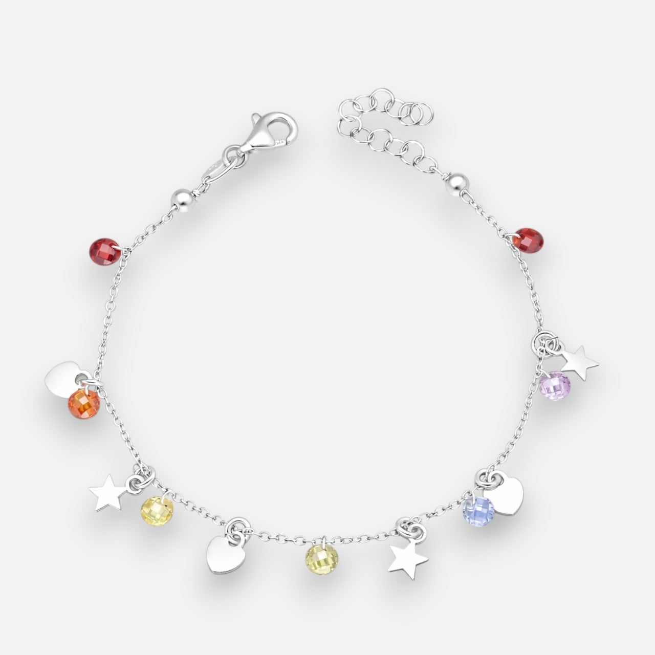 Pulsera Corazones Estrellas Cristales Hecho con Swarovski® 7 Chakras