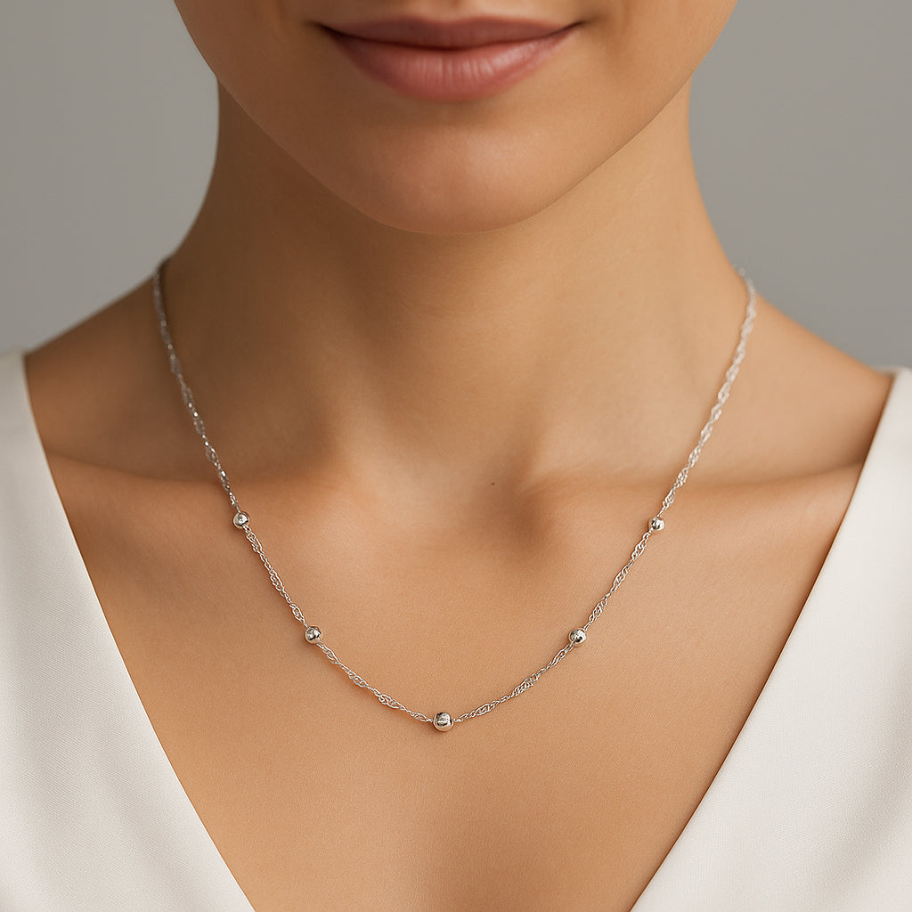 Cadena Singapur con Bolitas Facetadas