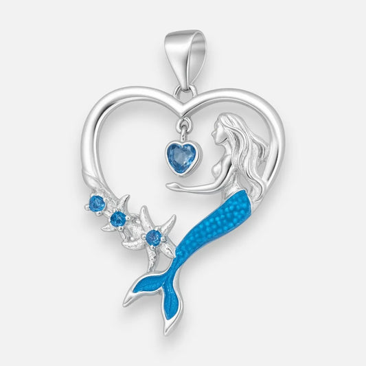 Colgante Corazón Sirena Esmaltada Circones Agua Marina