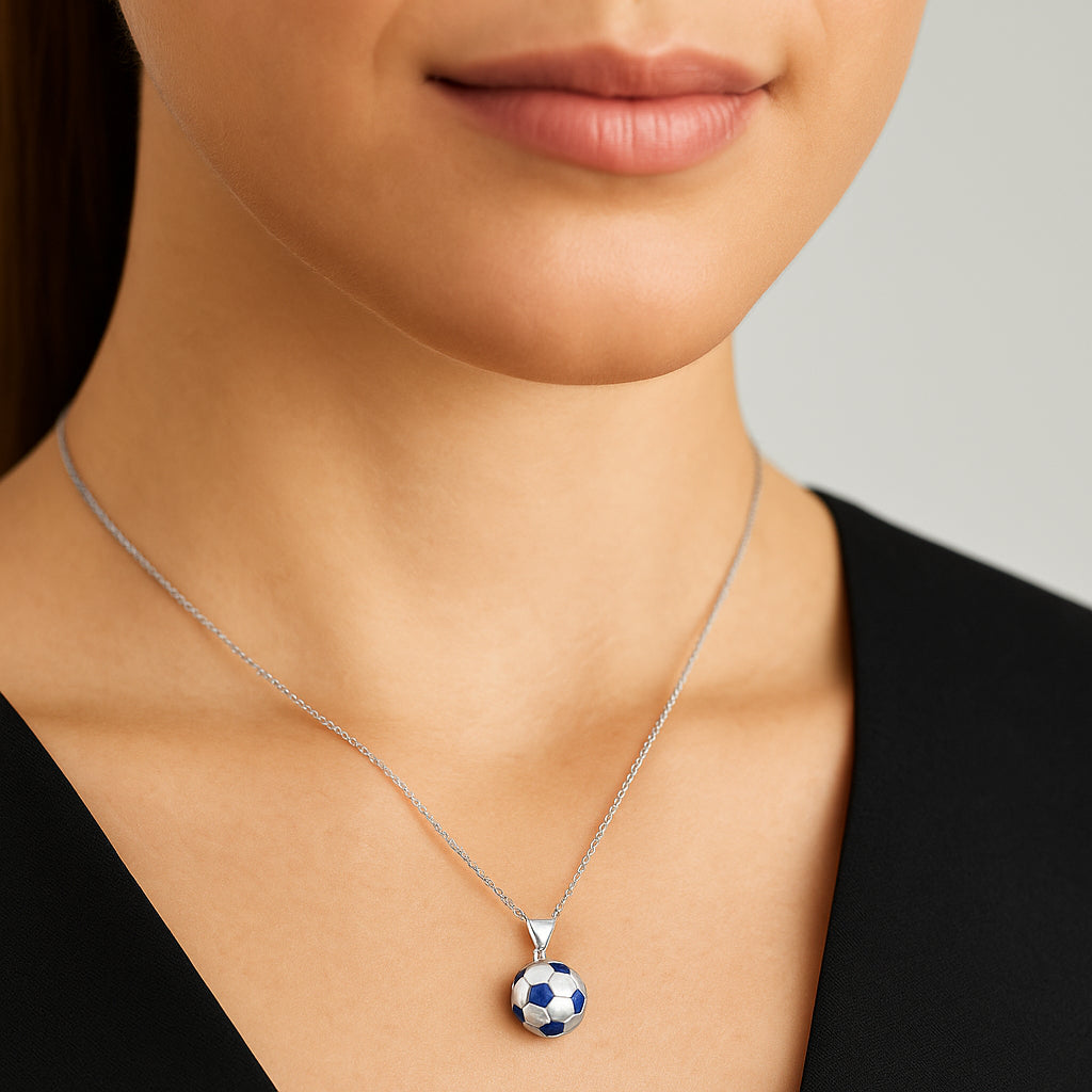 Colgante Pelota de Fútbol Esmaltada Azul