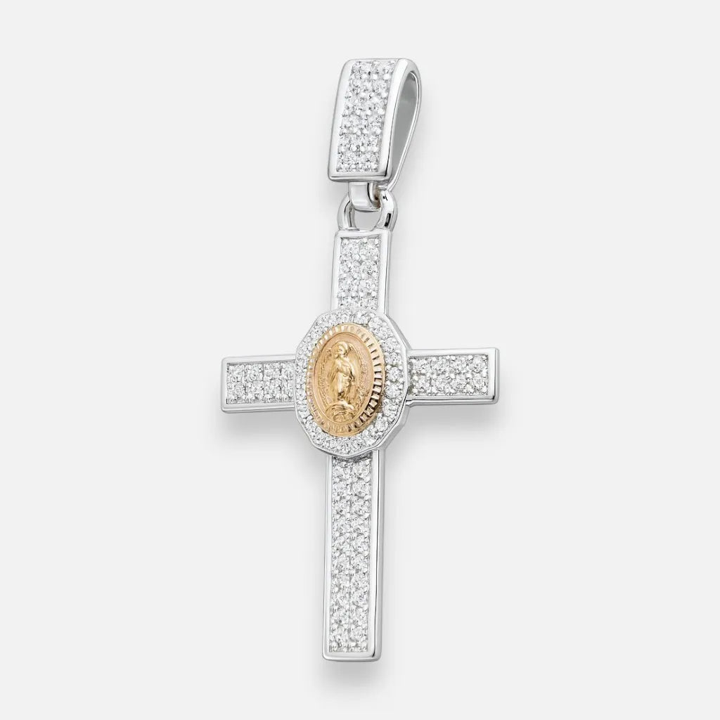 Colgante Cruz Virgen de los Rayos Milagrosa en Oro Circones
