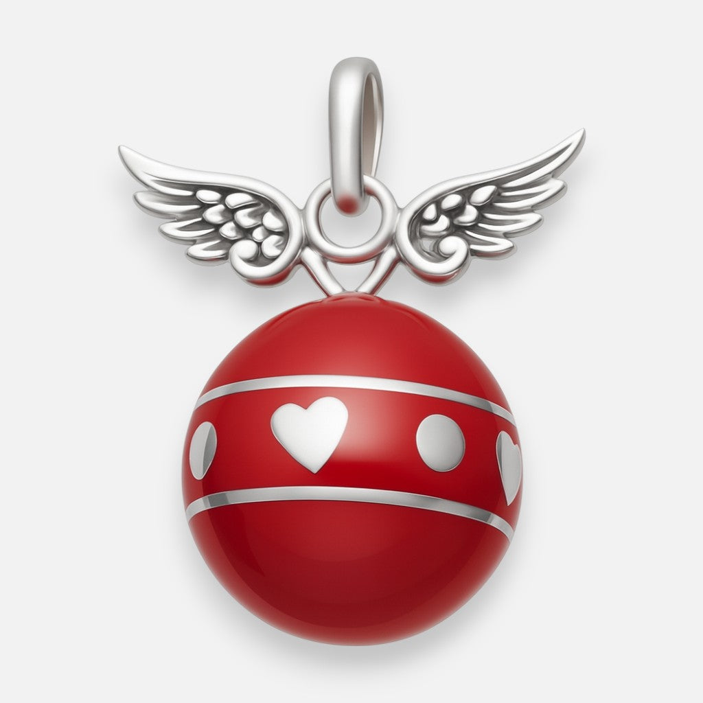 Colgante Llamador de Ángeles Alas Corazón Esmaltado 15 mm