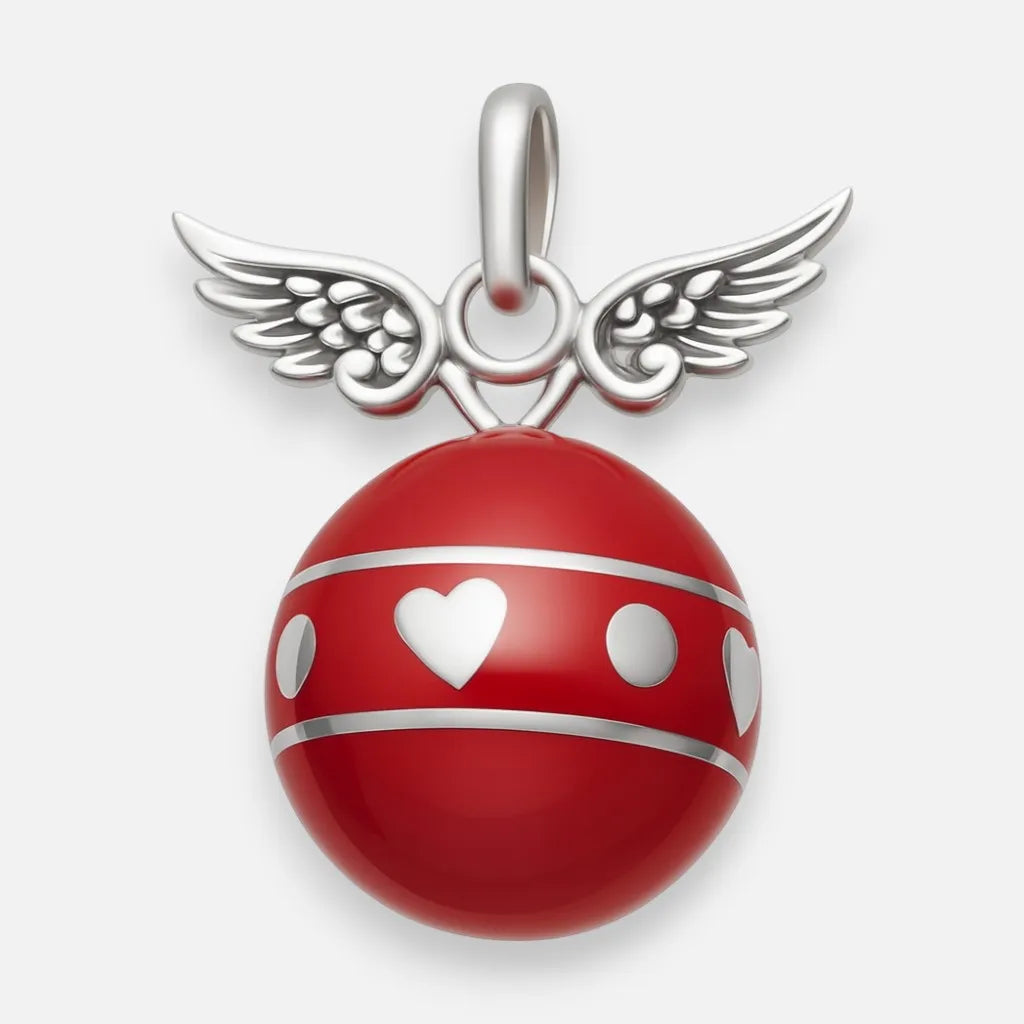 Colgante Llamador de Ángeles Alas Corazón Esmaltado 15 mm