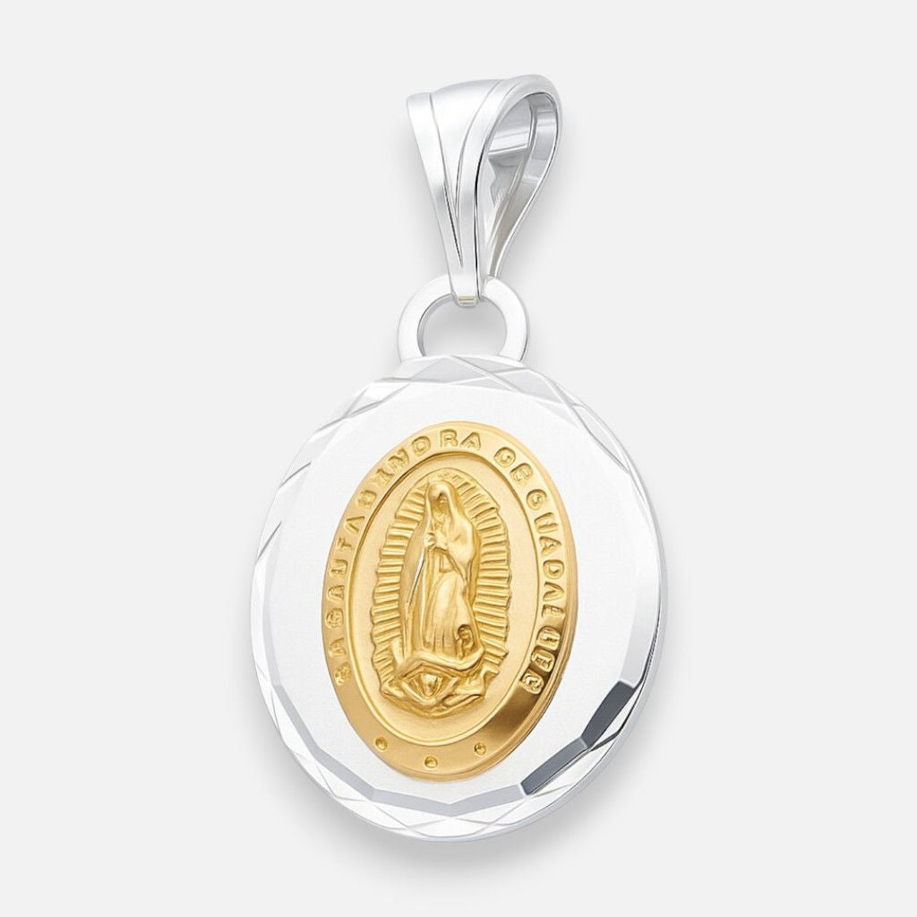 Colgante Virgen de Guadalupe Facetado con Oro