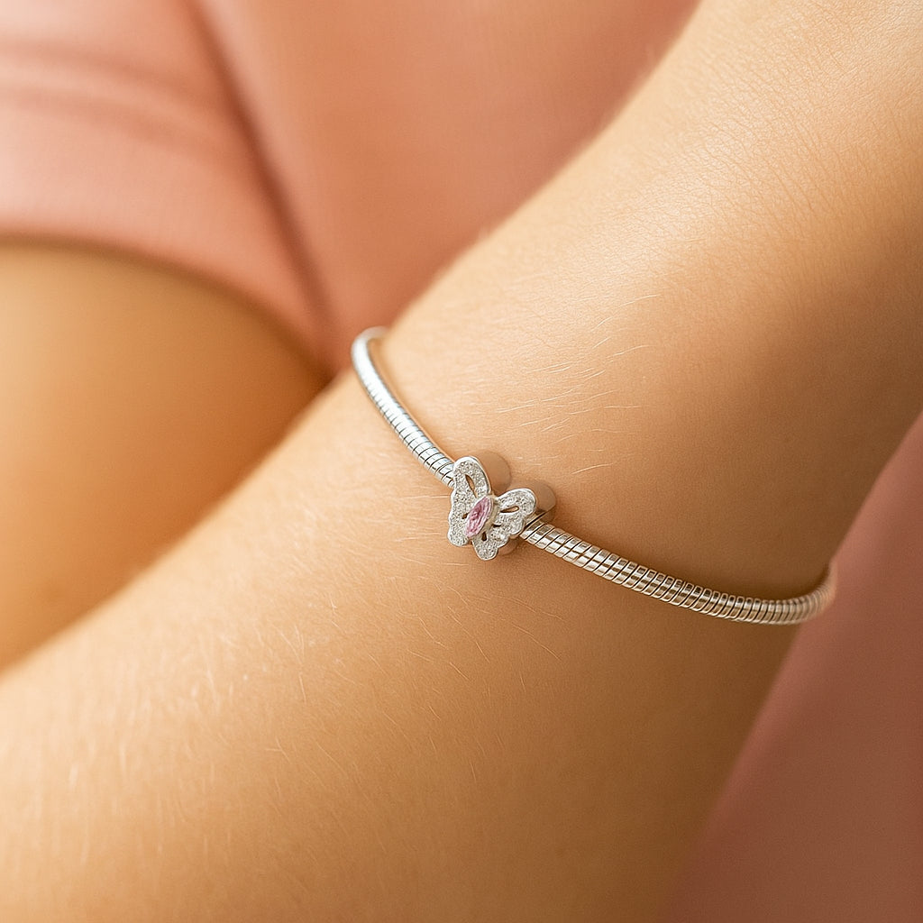 Colgante Charm Mariposa Circones Rosa Francia