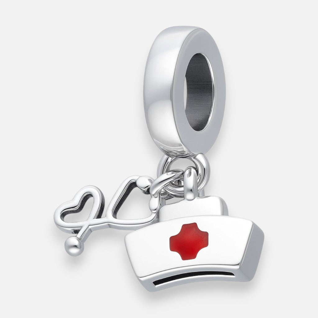 Colgante Charm Estetoscopio Cruz Roja