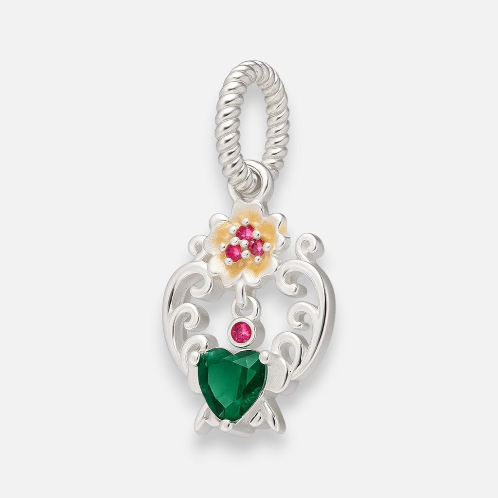 Colgante Charm Corazón Flor Circones Multicolor