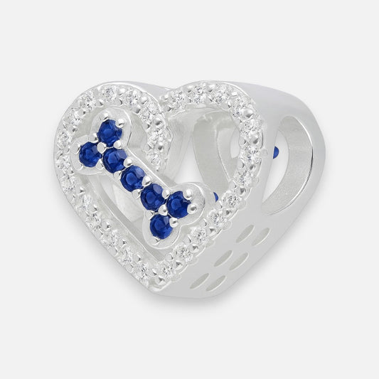Colgante Charm Corazón Huesito Circones Zafiro