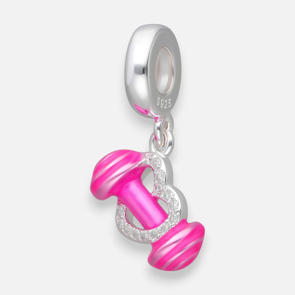 Colgante Charm Corazón Circones Mancuerna Esmaltada