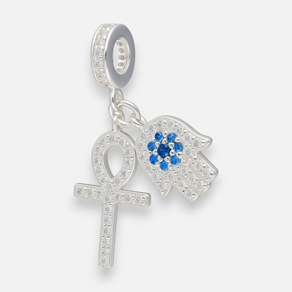 Colgante Charm Cruz Egipcia Mano de Fatima Circones Multicolor