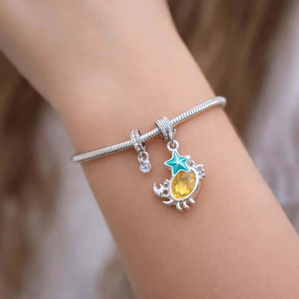 Colgante Charm Cangrejo Estrella de Mar Circón Multicolor