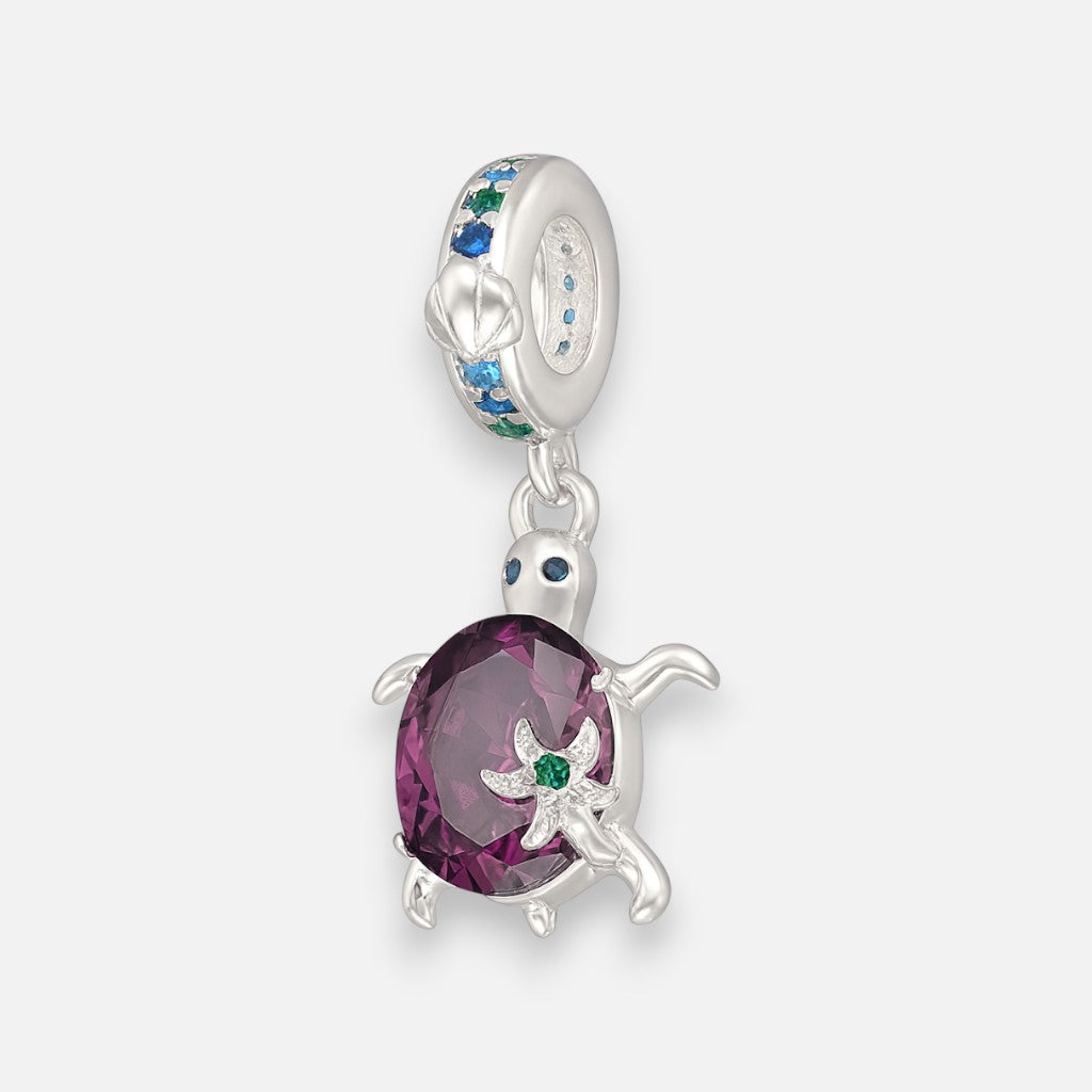 Colgante Charm Tortuga Circón Amatista