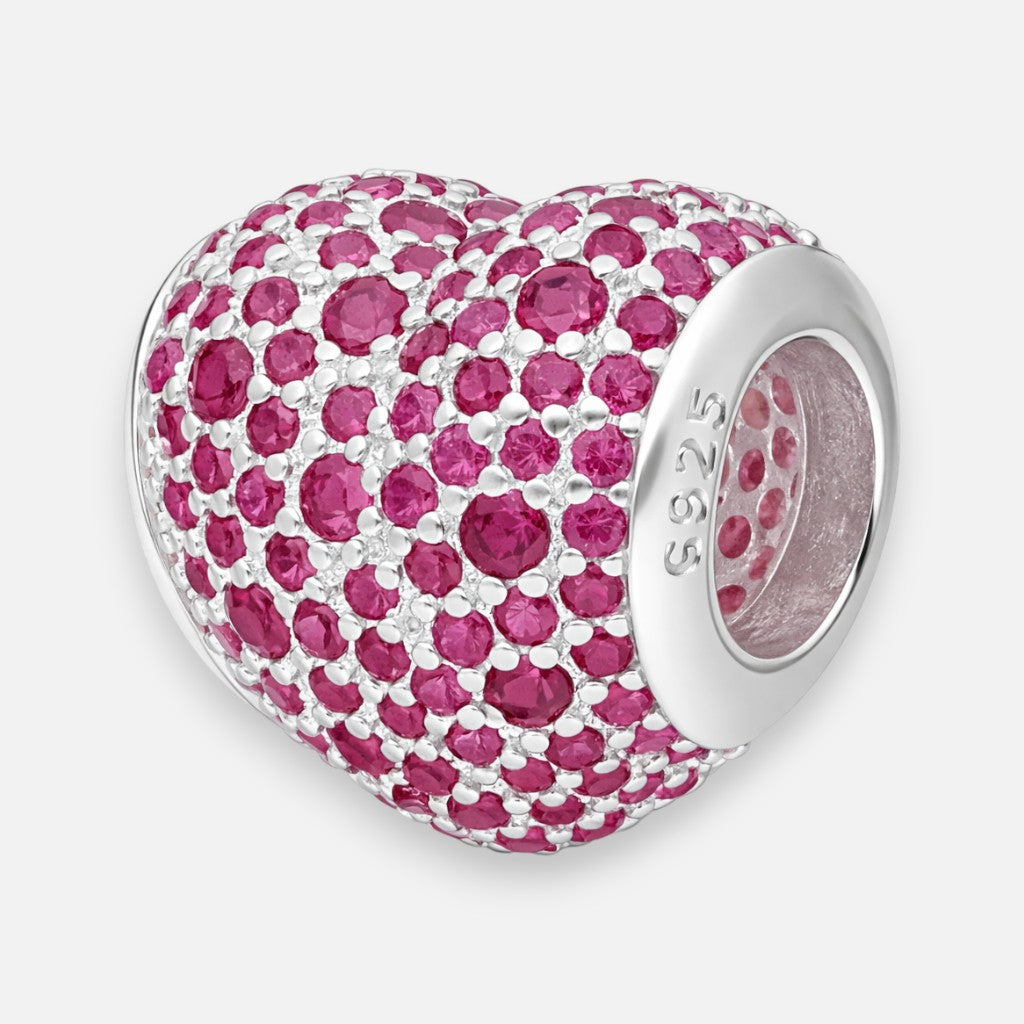 Colgante Charm Corazón Circones Rubí