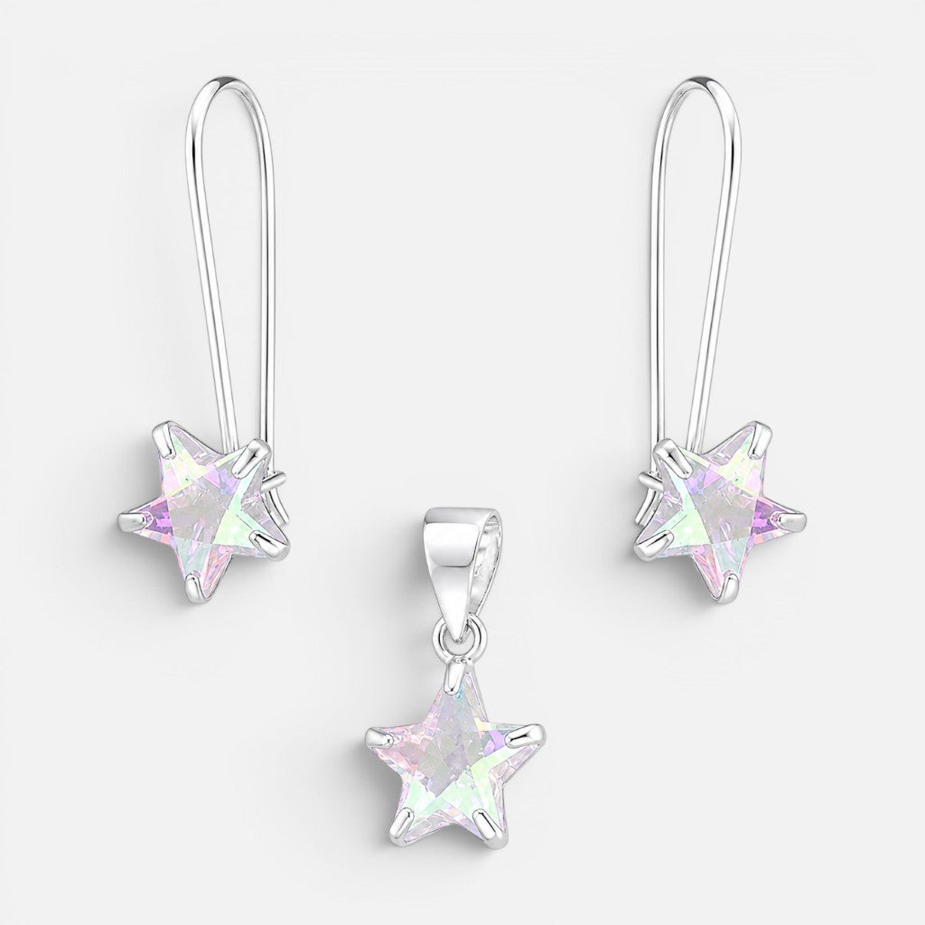 Conjunto Estrella Circón Tornasol 8 mm