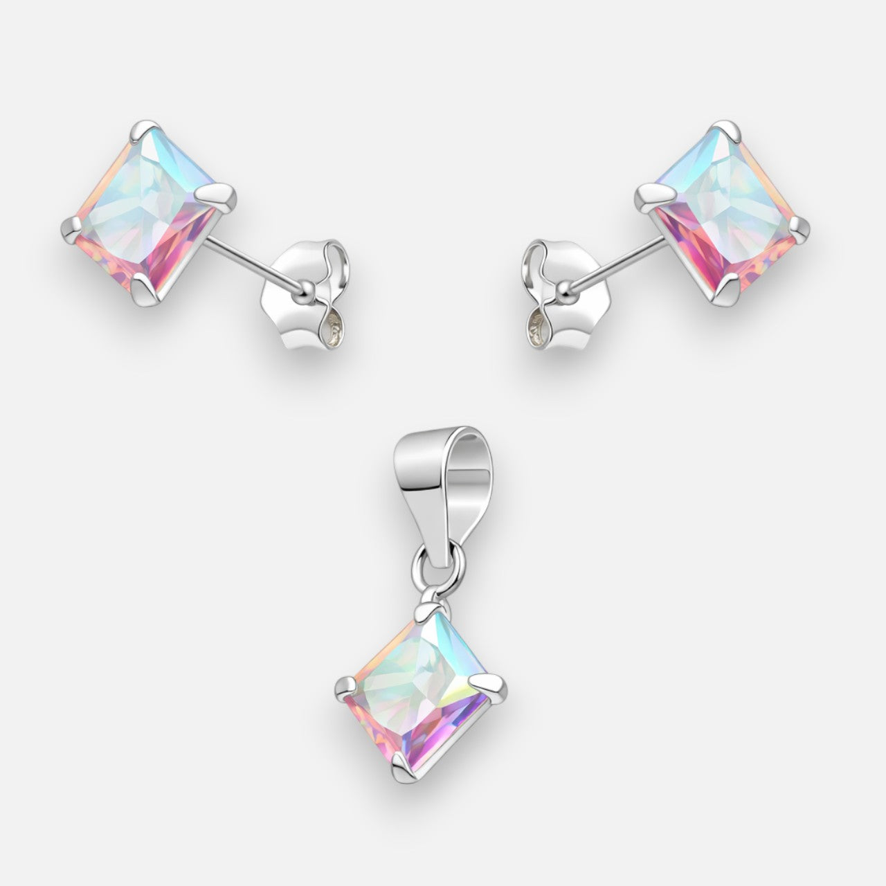 Conjunto Circón Tornasol 6x6 mm