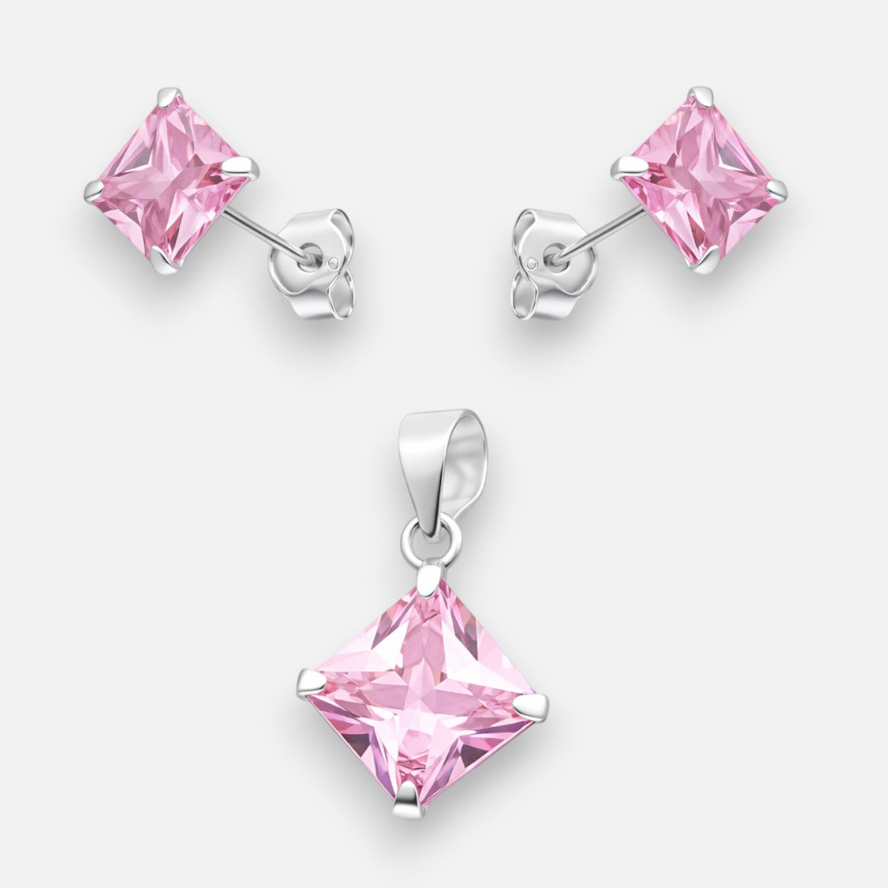 Conjunto Circón Rosa Francia 6x8 mm