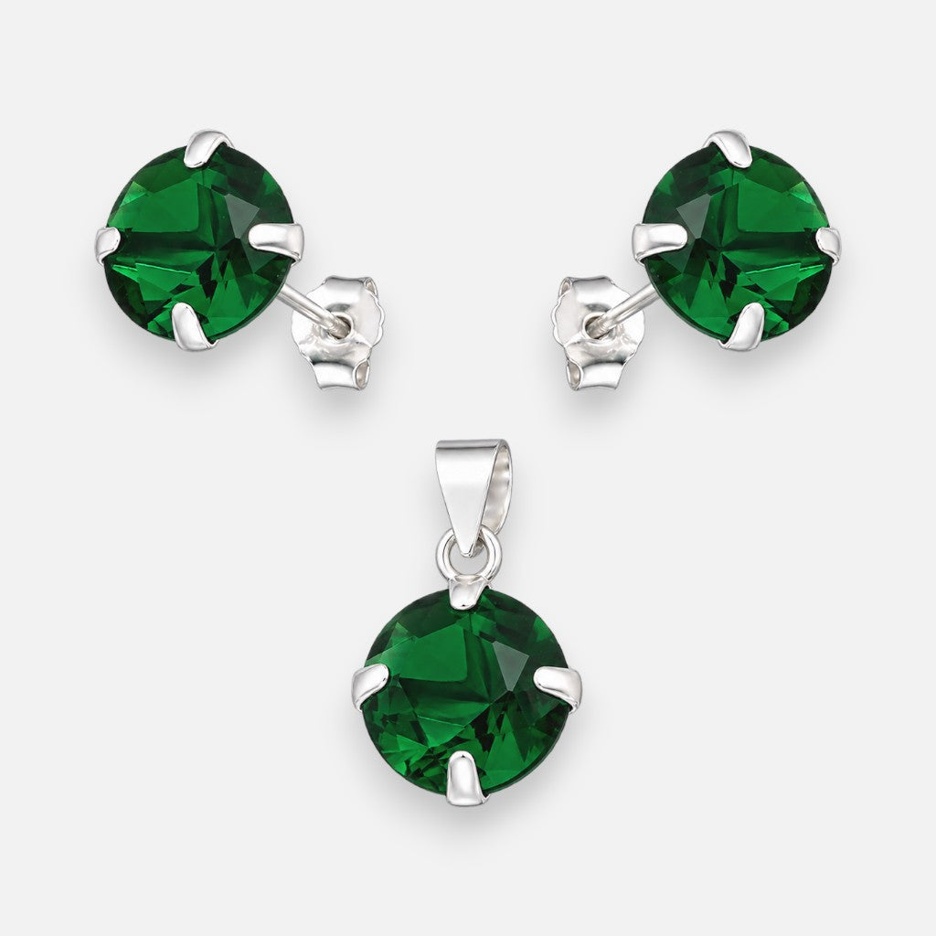 Conjunto Circón Esmeralda 8x10 mm