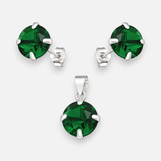 Conjunto Circón Esmeralda 8x10 mm