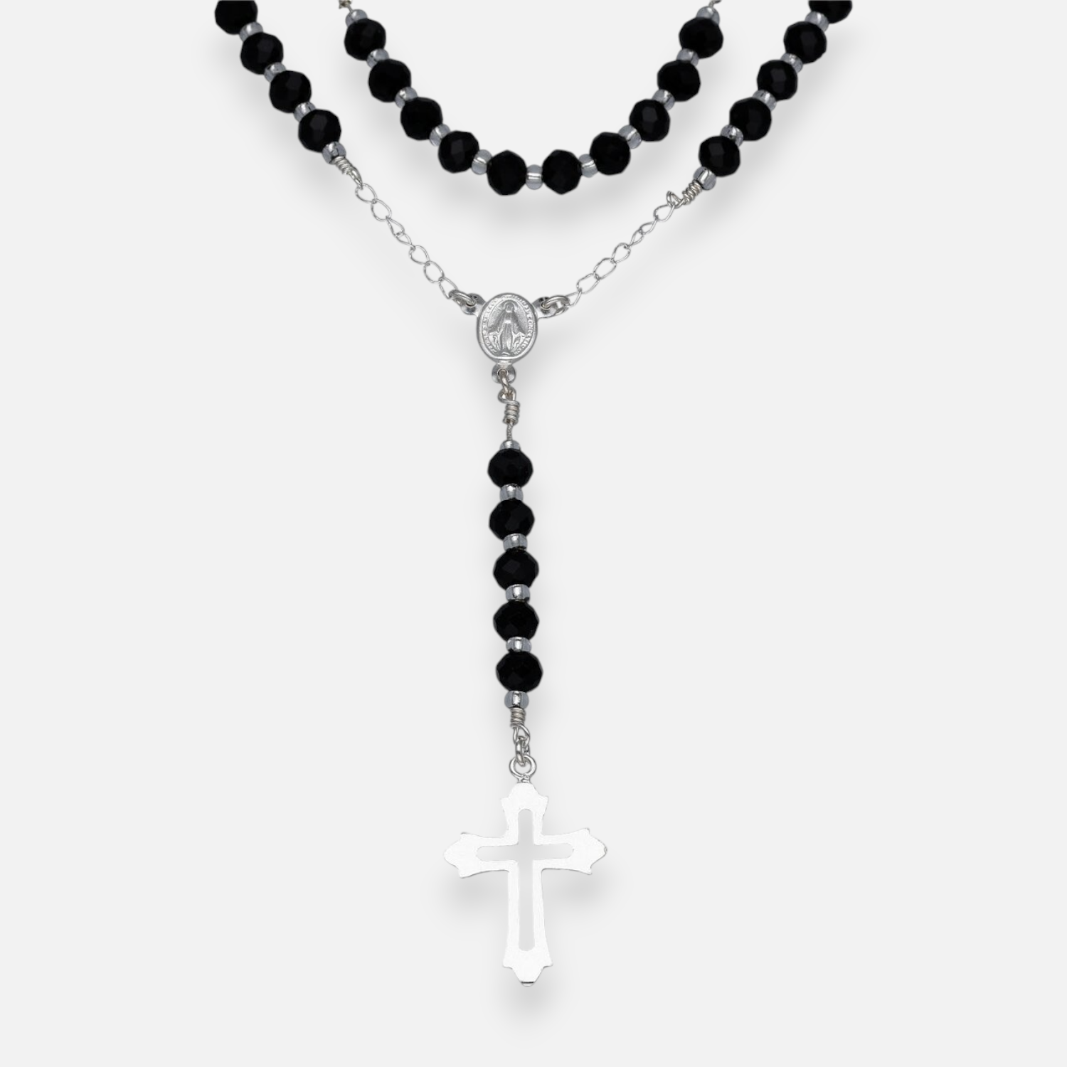 Rosario Virgen de los Rayos Milagrosa Cristales Negros