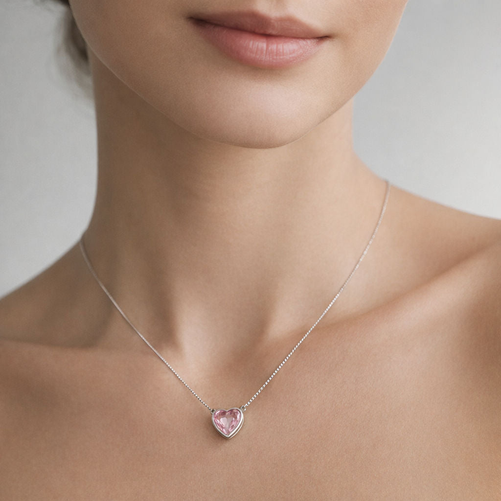 Collar Corazón Circón Rosa Francia Punto de Luz