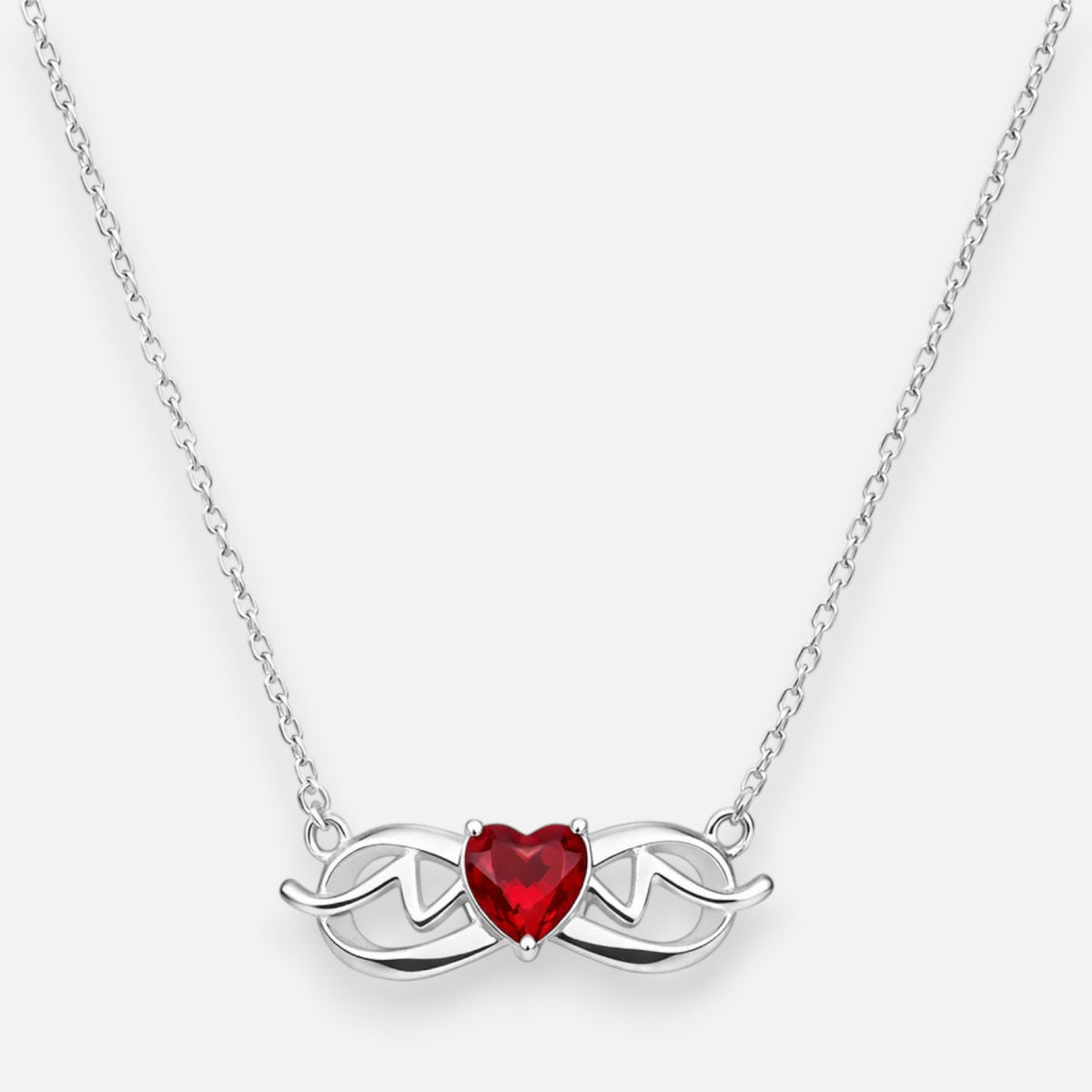 Collar Infinito Corazón Circón Rubí