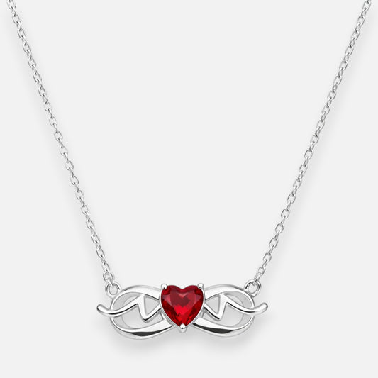 Collar Infinito Corazón Circón Rubí