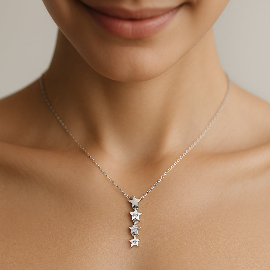 Collar Cascada Estrellas Circones