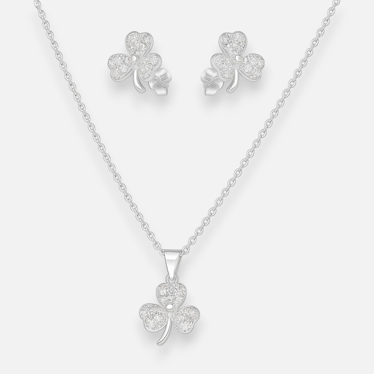 Set Collar y Aro Trébol Circones