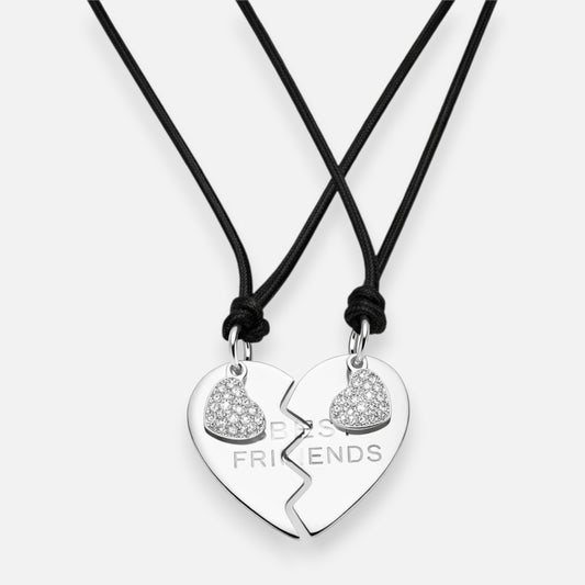 Collar Doble Amistad Corazón Partido Circones Best Friends