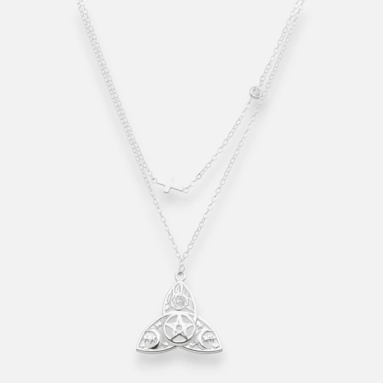 Collar Doble Cruz Amuleto Triqueta Circones
